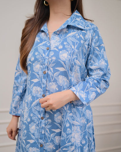 Blue floral cotton Co-ords Set